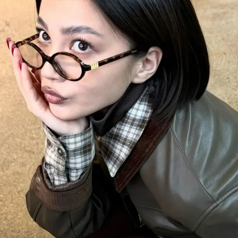 Oval Leopard Glasses Anti-blue Eye