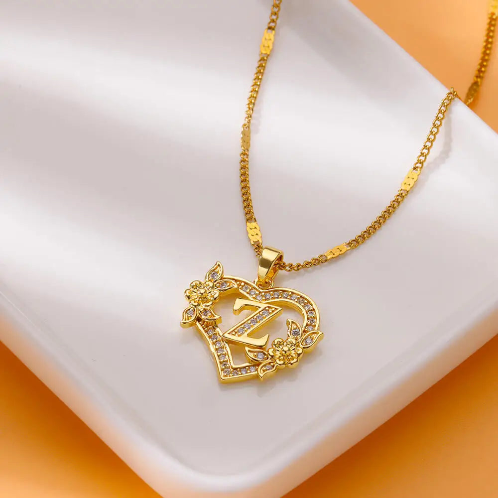 Heart Initial Letter Necklaces