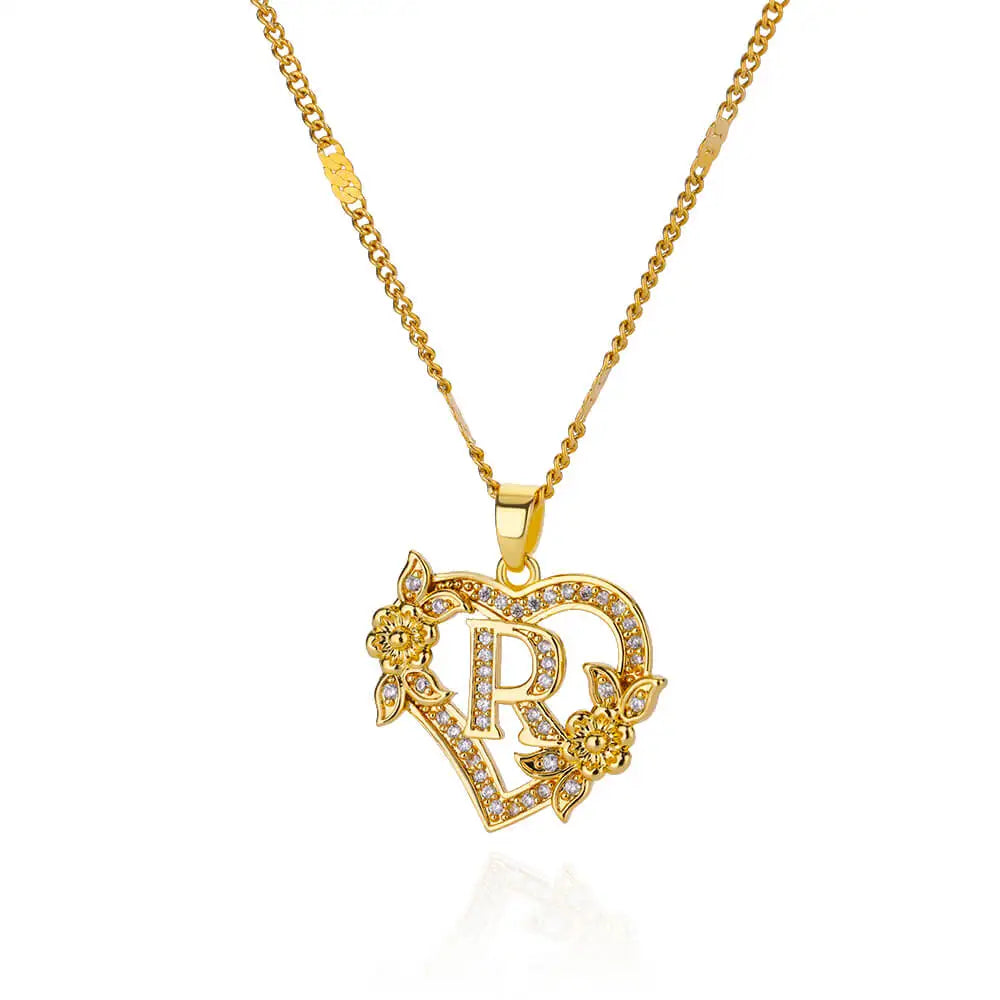 Heart Initial Letter Necklaces