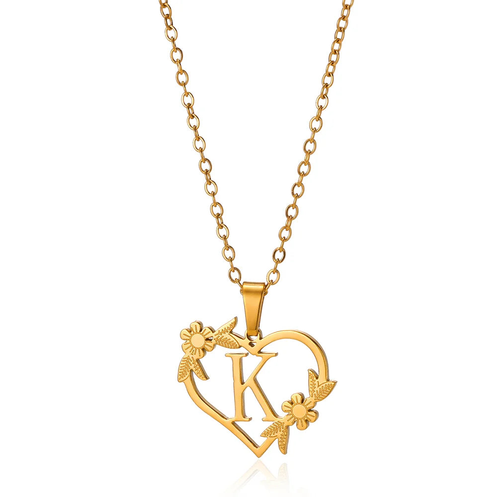Heart Initial Letter Necklaces