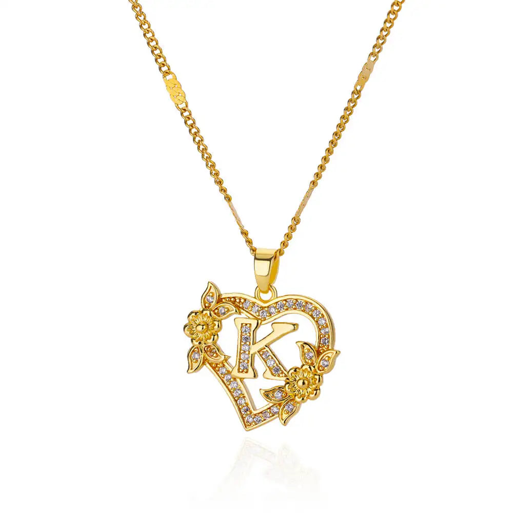 Heart Initial Letter Necklaces