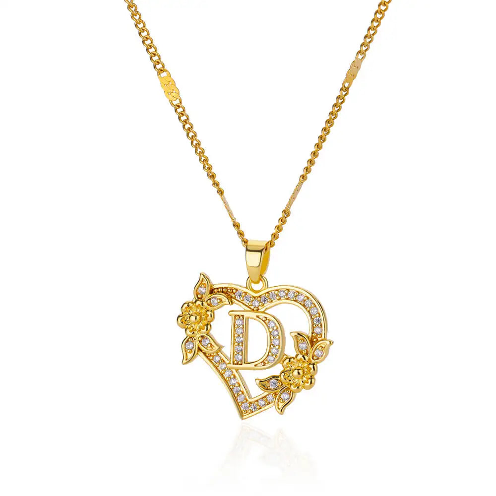 Heart Initial Letter Necklaces