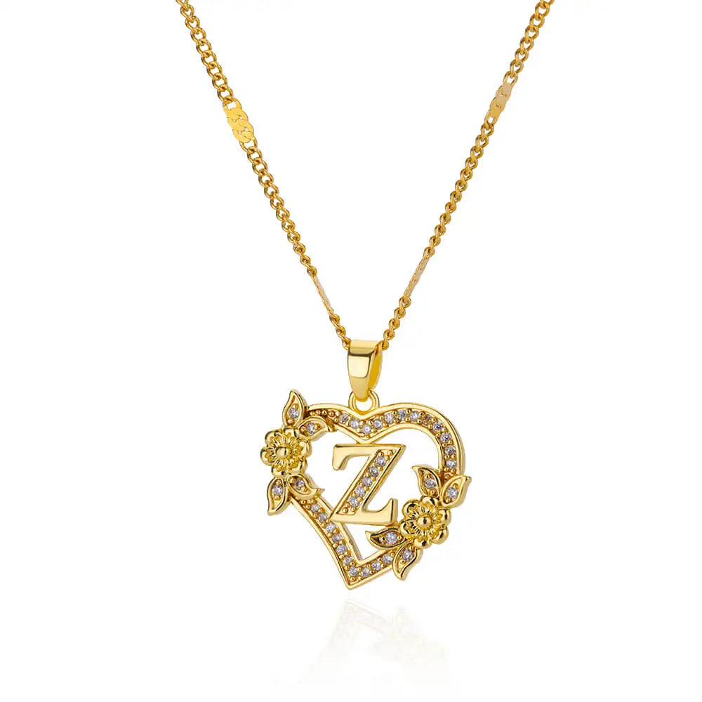 Heart Initial Letter Necklaces