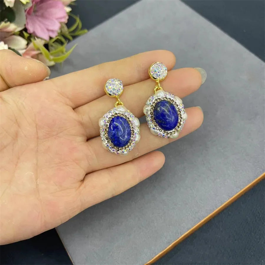 Natural Lapis lazuli Gemstone Pearl Jewelry