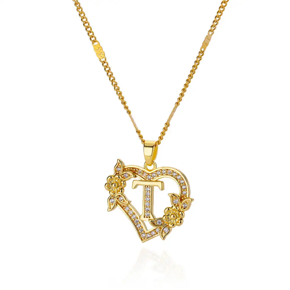 Heart Initial Letter Necklaces