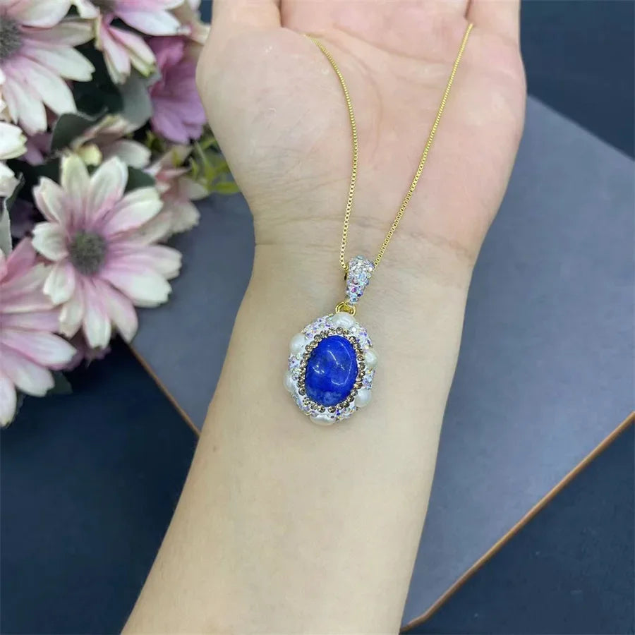 Natural Lapis lazuli Gemstone Pearl Jewelry