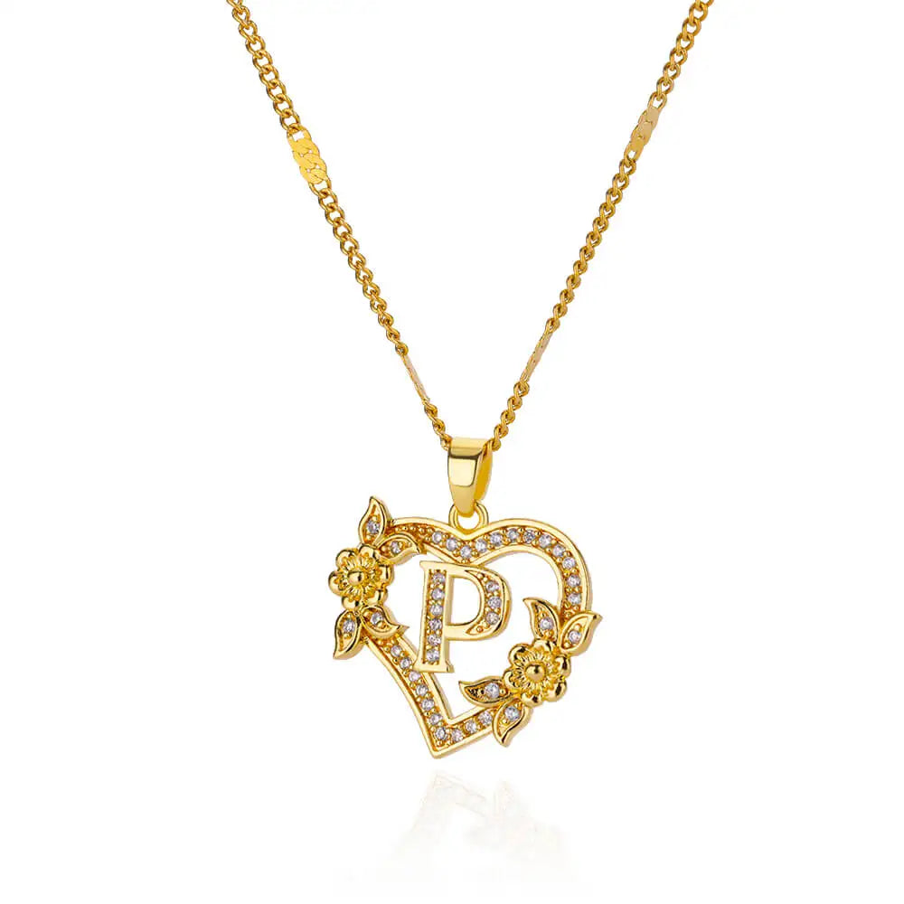 Heart Initial Letter Necklaces
