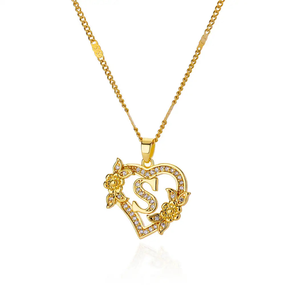 Heart Initial Letter Necklaces