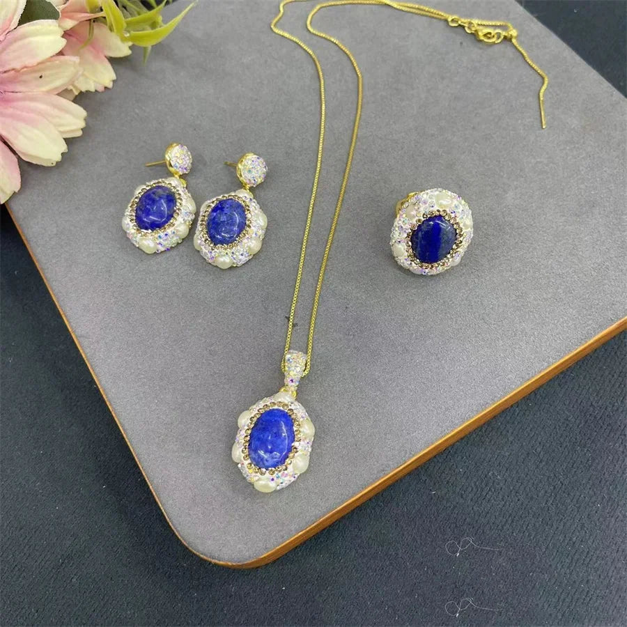 Natural Lapis lazuli Gemstone Pearl Jewelry