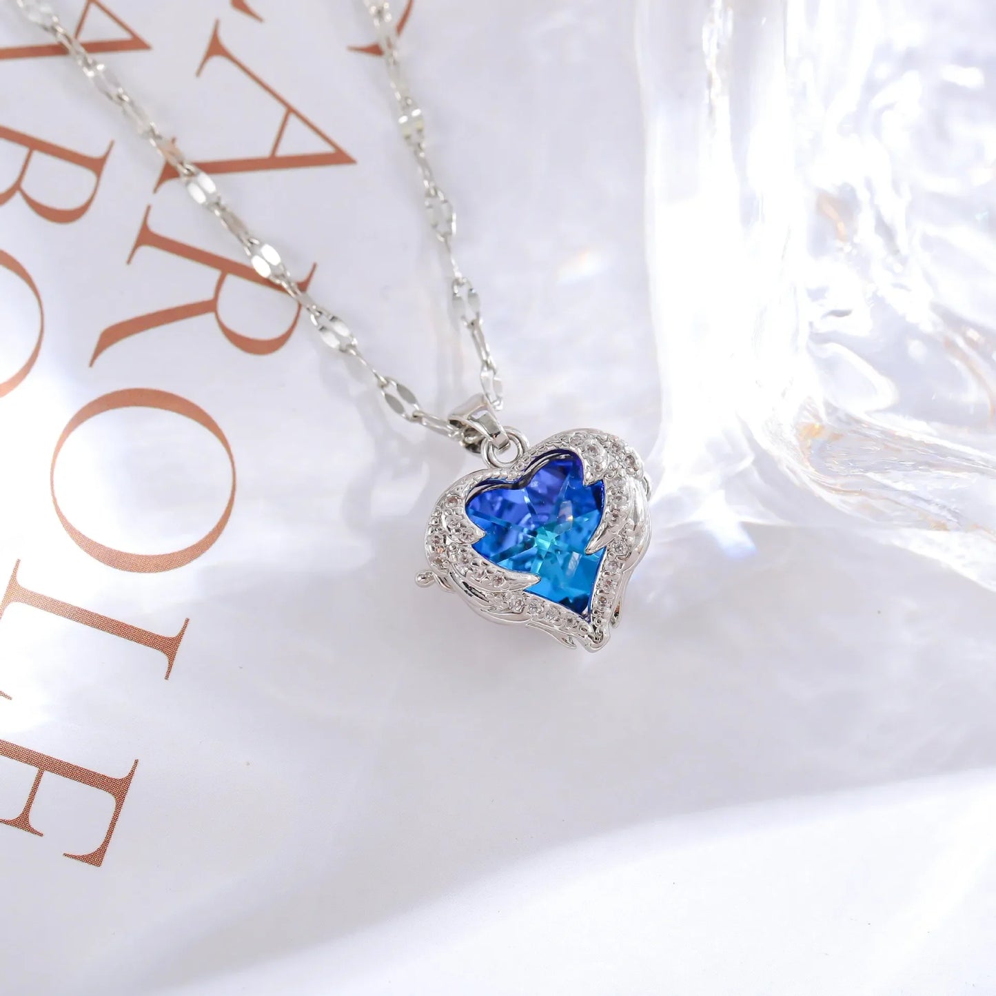 Colorful Zircon Love Heart Pendant Necklaces