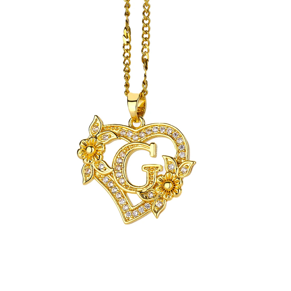 Heart Initial Letter Necklaces