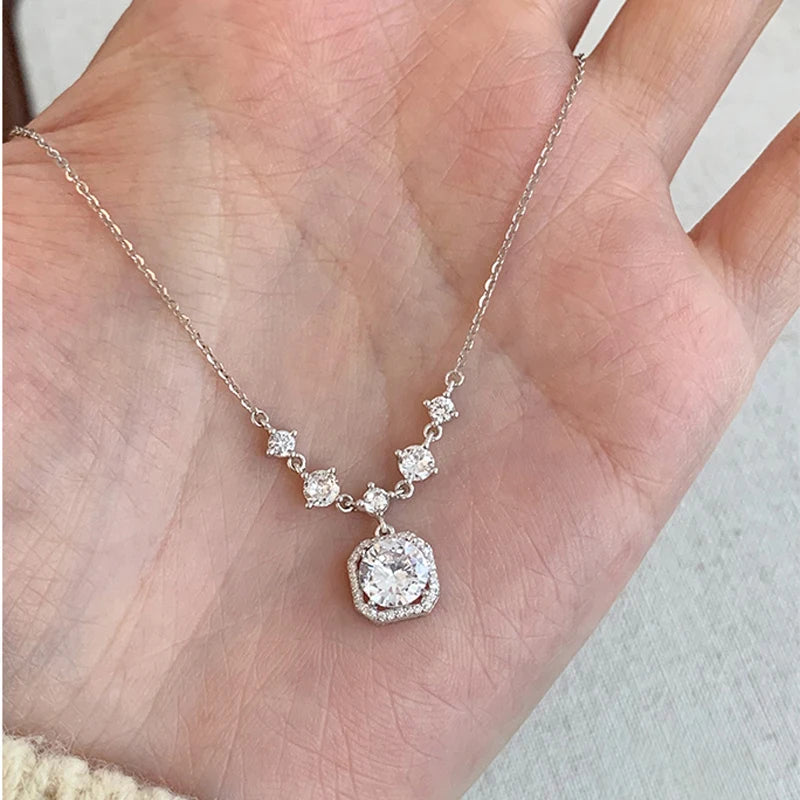 S925 Sterling Silver Zircon Pendants Necklaces