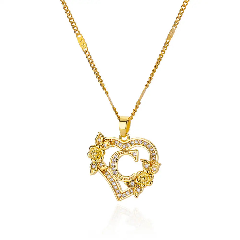 Heart Initial Letter Necklaces