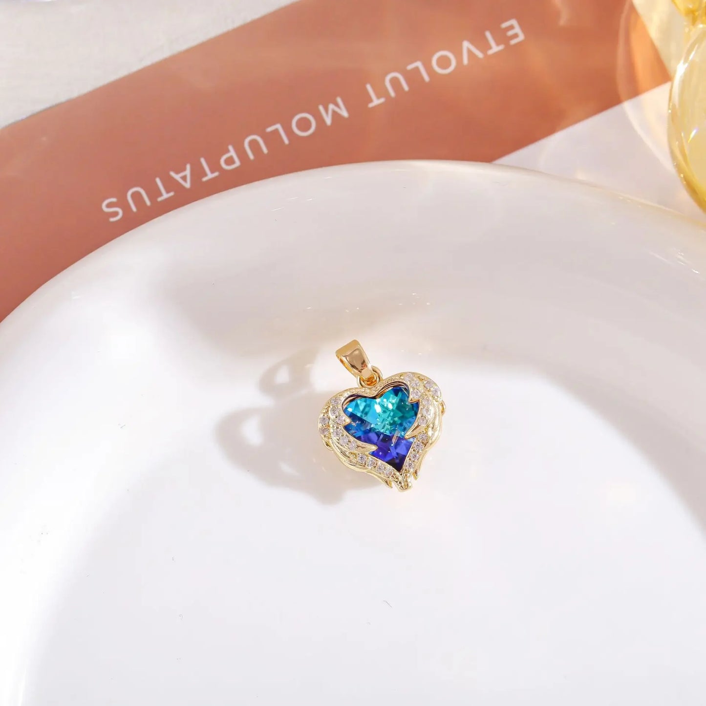 Colorful Zircon Love Heart Pendant Necklaces