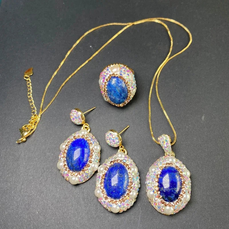 Natural Lapis lazuli Gemstone Pearl Jewelry