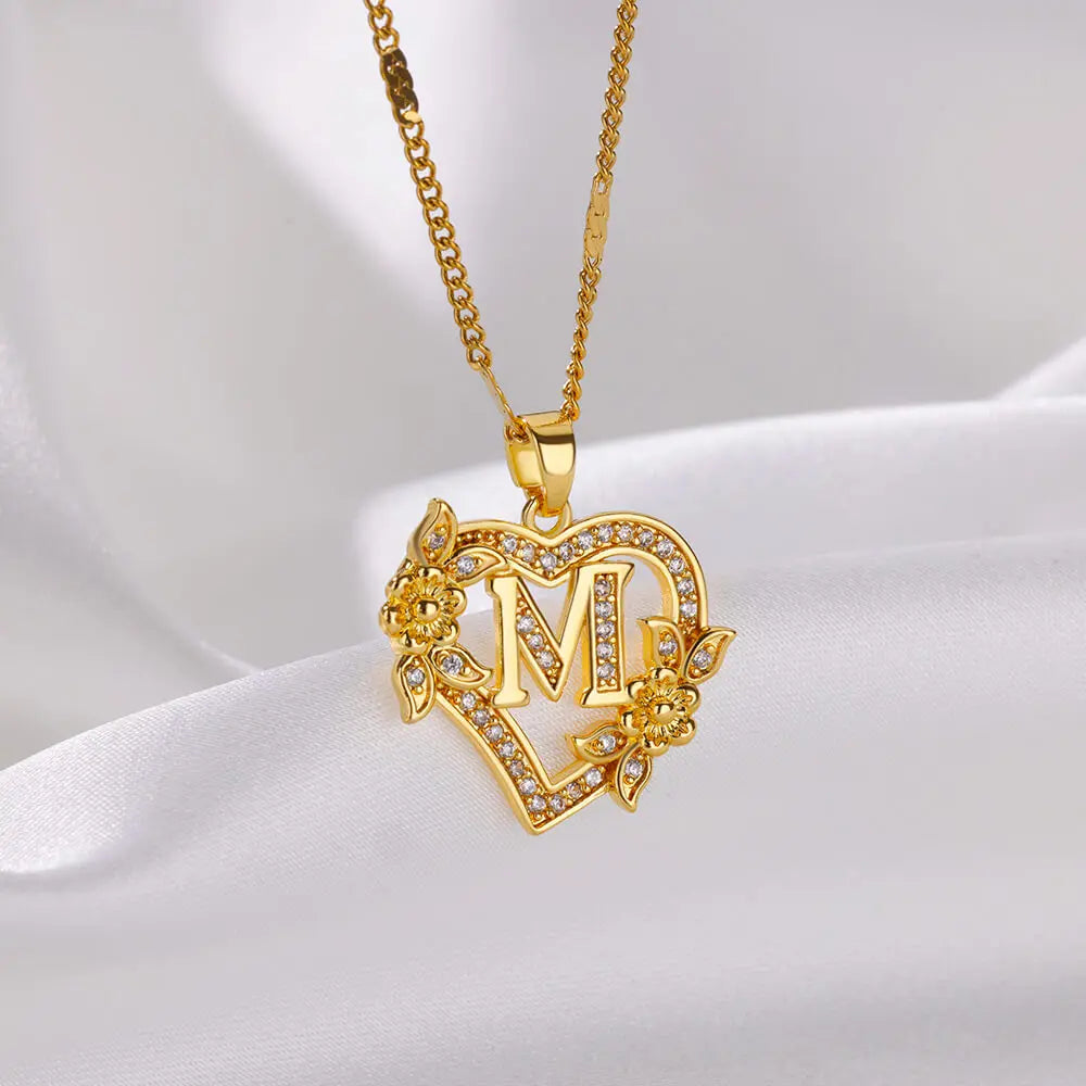 Heart Initial Letter Necklaces