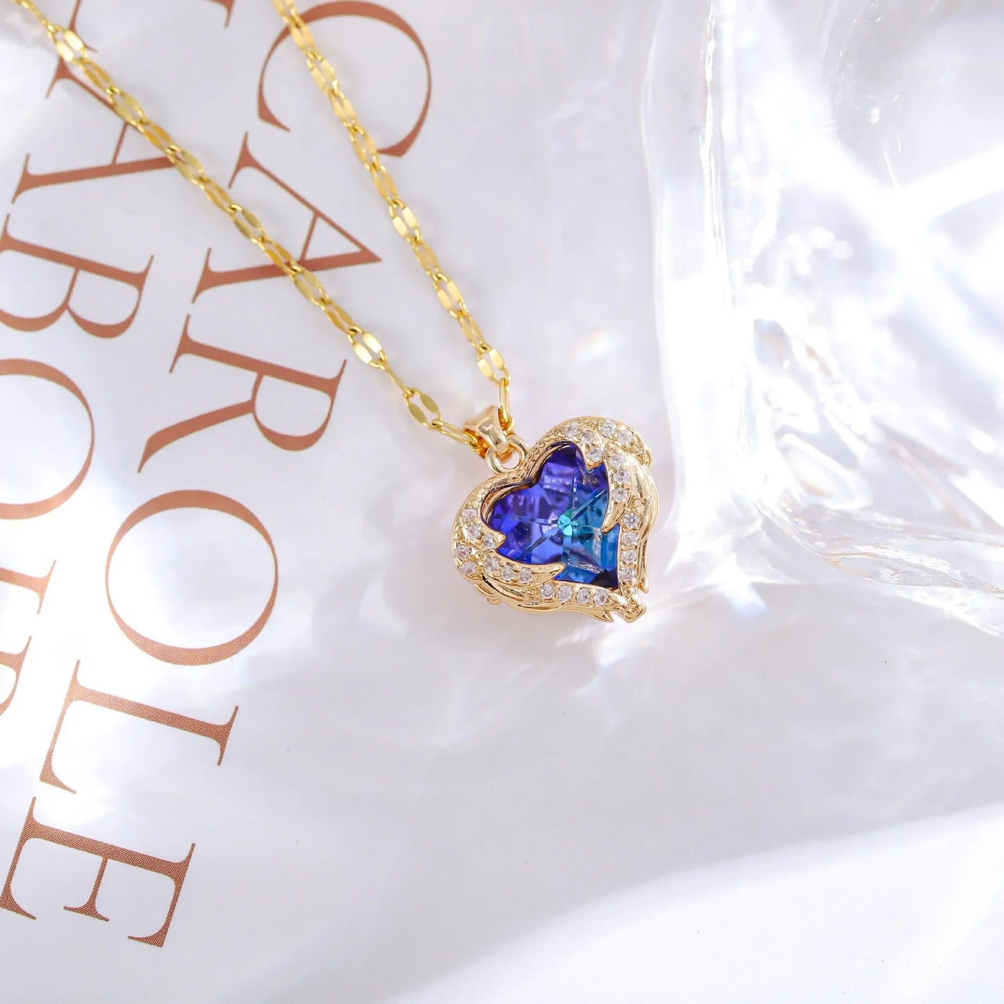 Colorful Zircon Love Heart Pendant Necklaces