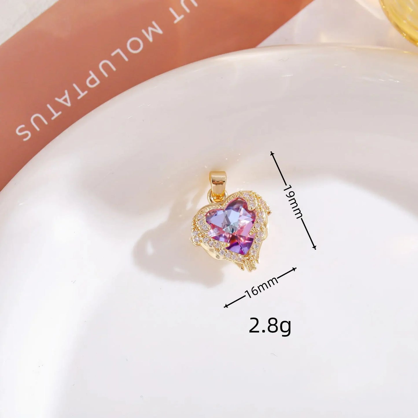 Colorful Zircon Love Heart Pendant Necklaces