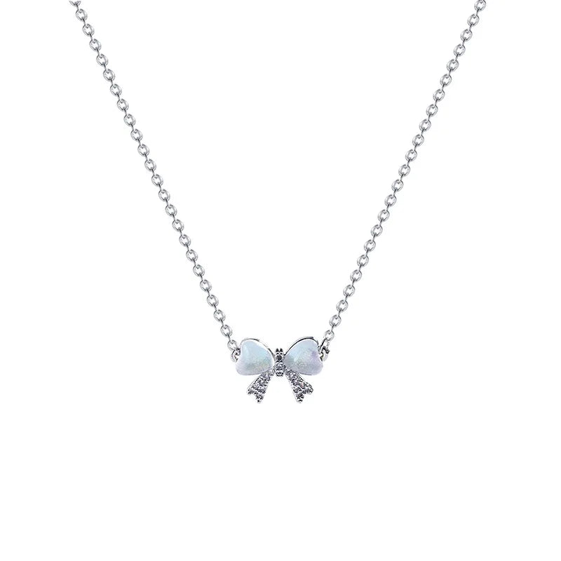 Trendy Luxury Opal Bow Necklace