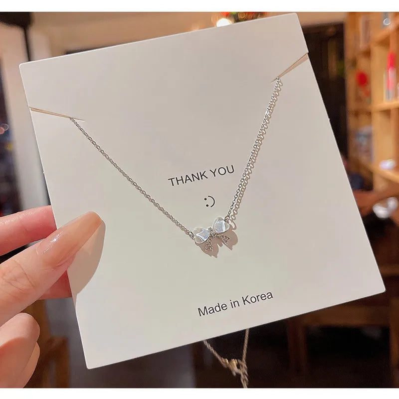 Trendy Luxury Opal Bow Necklace