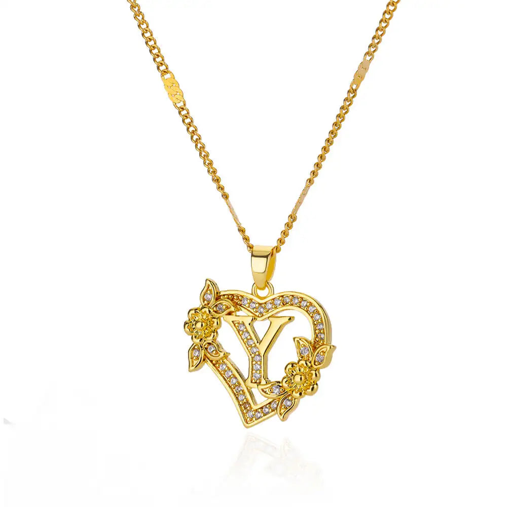 Heart Initial Letter Necklaces