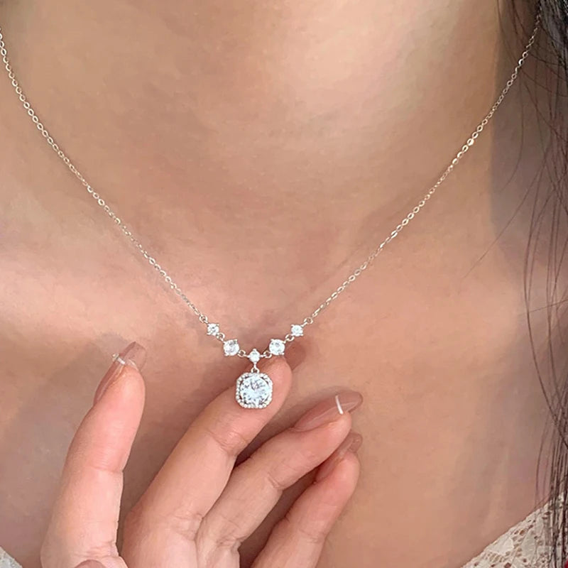 S925 Sterling Silver Zircon Pendants Necklaces