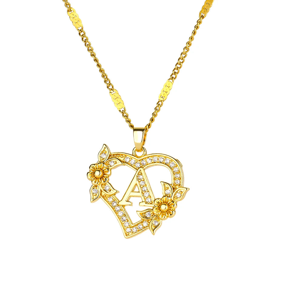 Heart Initial Letter Necklaces