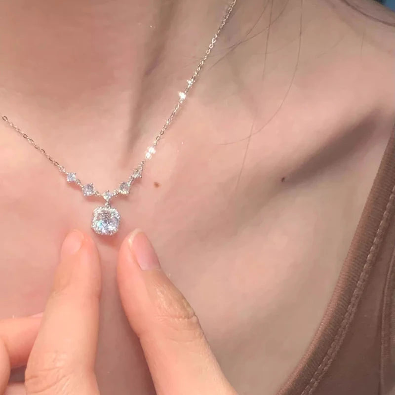 S925 Sterling Silver Zircon Pendants Necklaces