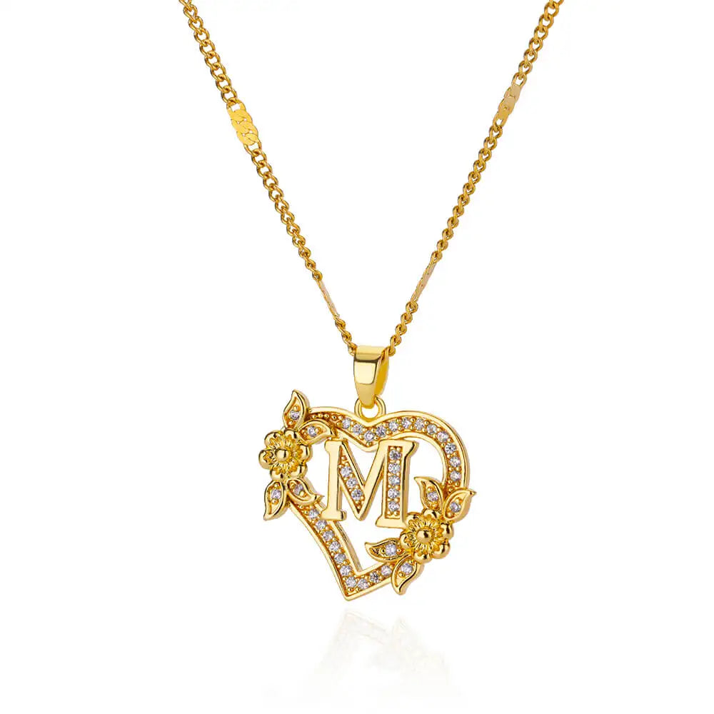 Heart Initial Letter Necklaces