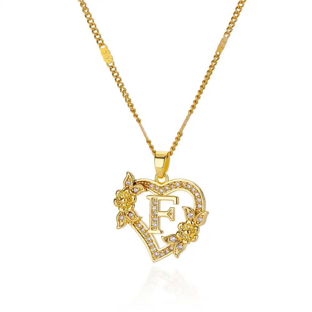 Heart Initial Letter Necklaces