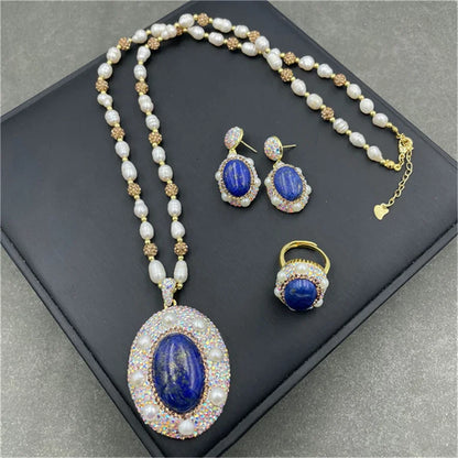 Natural Lapis lazuli Gemstone Pearl Jewelry