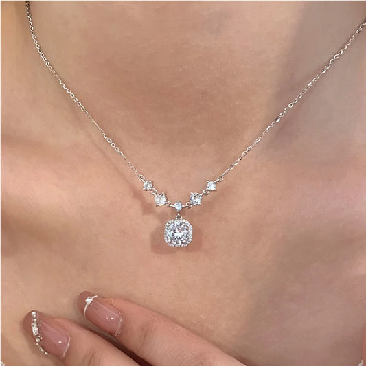 S925 Sterling Silver Zircon Pendants Necklaces