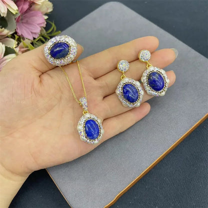 Natural Lapis lazuli Gemstone Pearl Jewelry