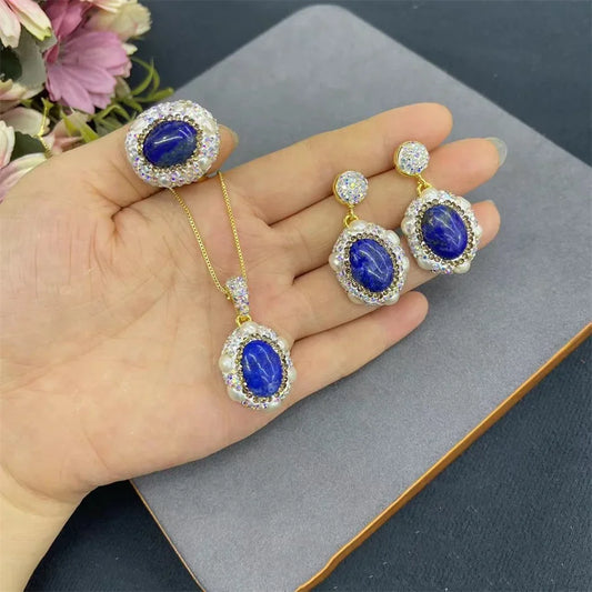 Natural Lapis lazuli Gemstone Pearl Jewelry