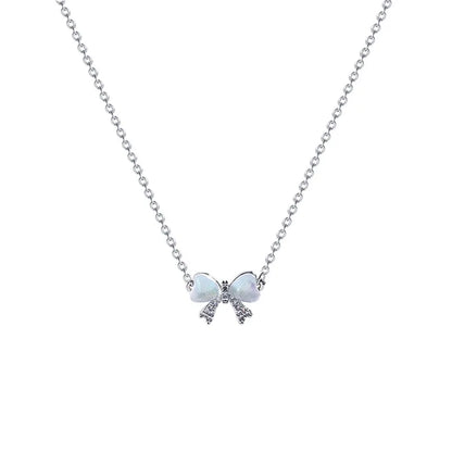 Trendy Luxury Opal Bow Necklace